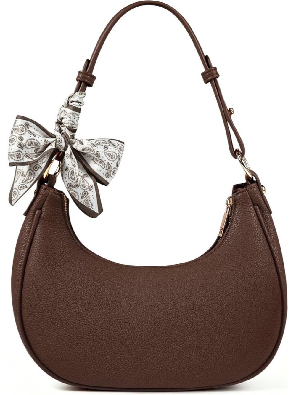 Crescent Shoulder Bag for Women Small Litchi Leather Underarm Purse Handbag